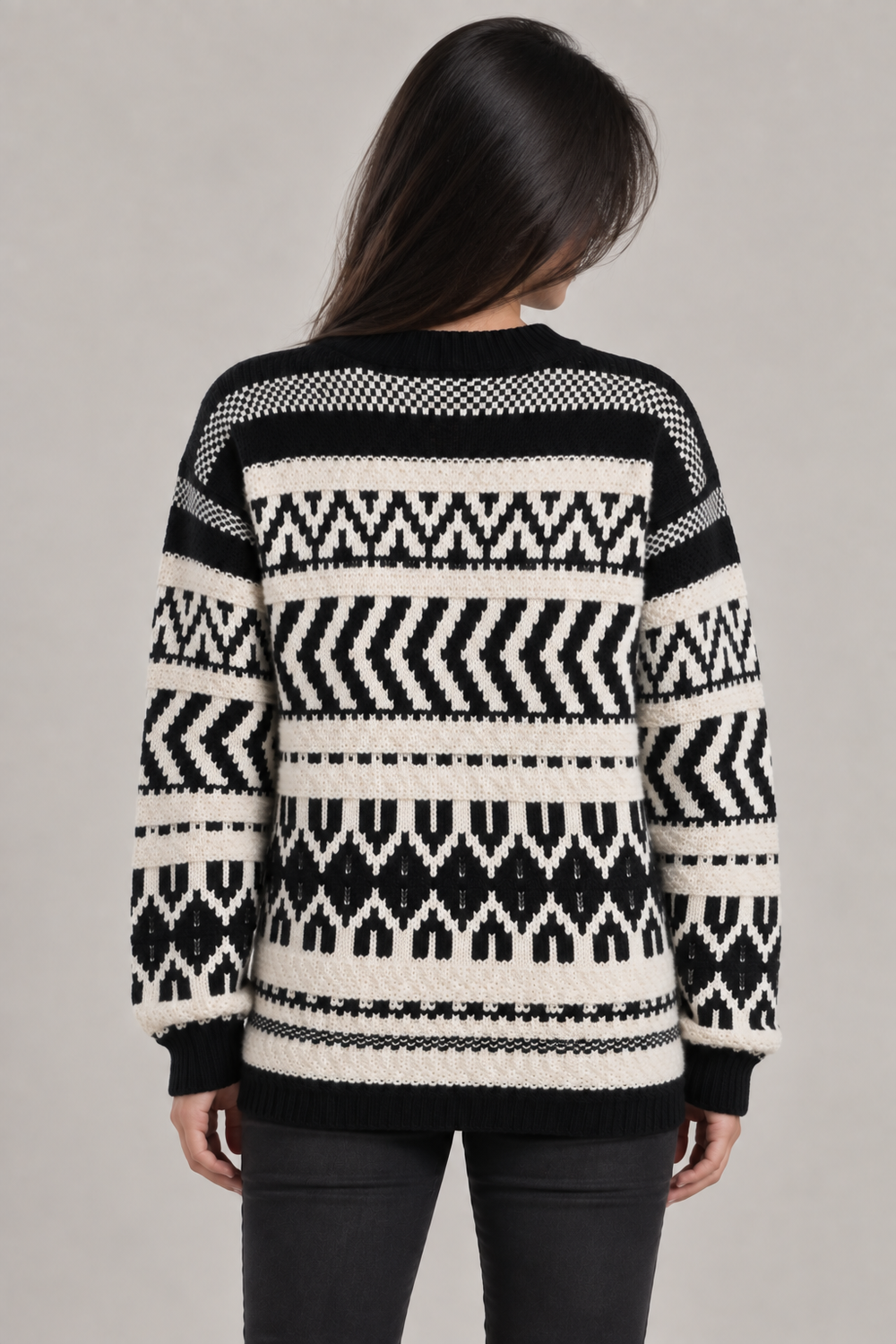 Suéter Jacquard Negro y Blanco